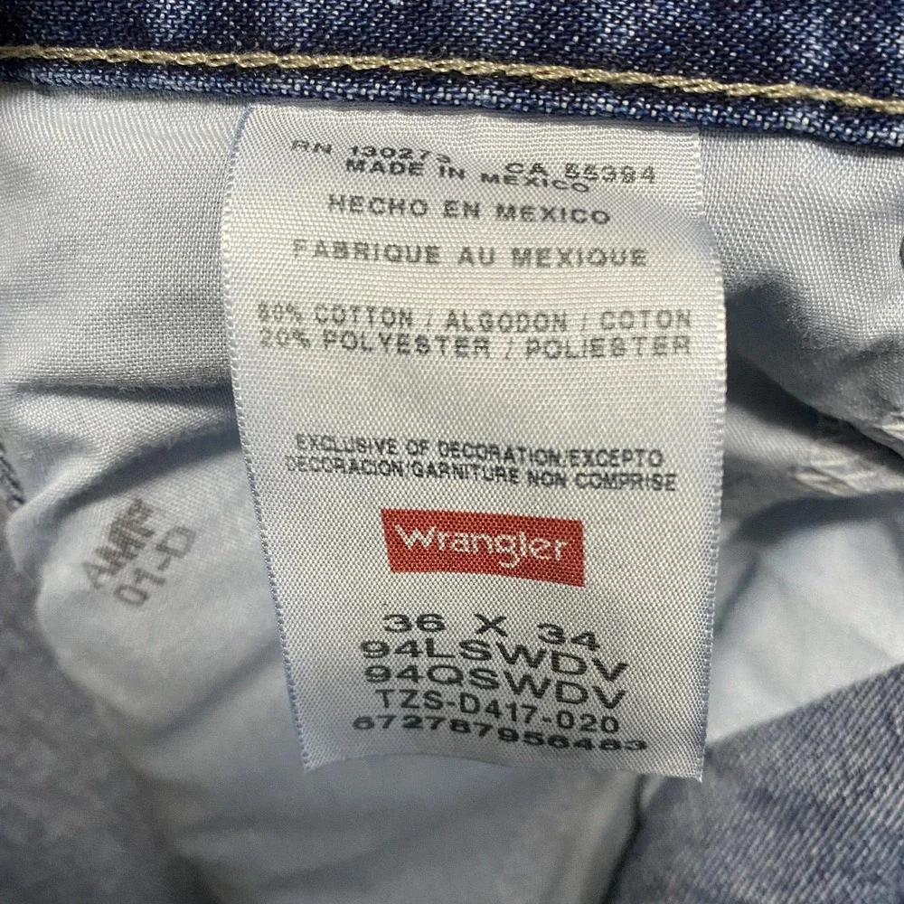 NEW Wrangler Five Star Carpenter Jeans Men 36x34 Blue Relaxed Fit Denim Workwear